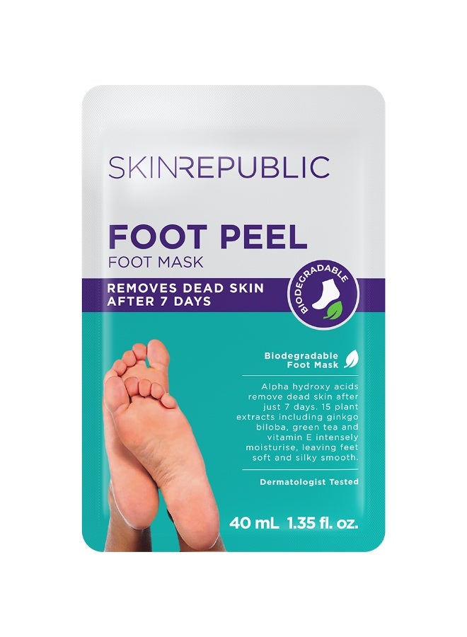 سكين ريبابلك قناع تقشير القدم (زوج واحد) - قناع تقشير القدم مع حمض ألفا هيدروكسي، وجينكو بيلوبا، وفيتامين هـ، يزيل الجلد الميت، ويصلح الكعب المتشقق، وينعم مسامير القدم، وينعم ويرطب القدمين الجافة والخشنة - Image 1